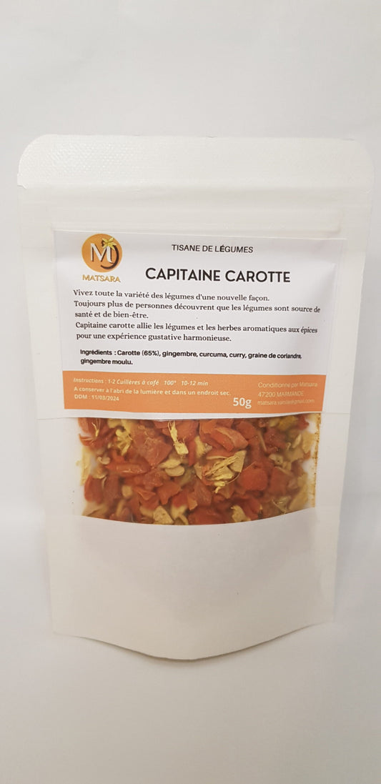 Capitaine Carotte – Tisane de Légumes 50g, Une Infusion Savoureuse et Énergisante 🥕
