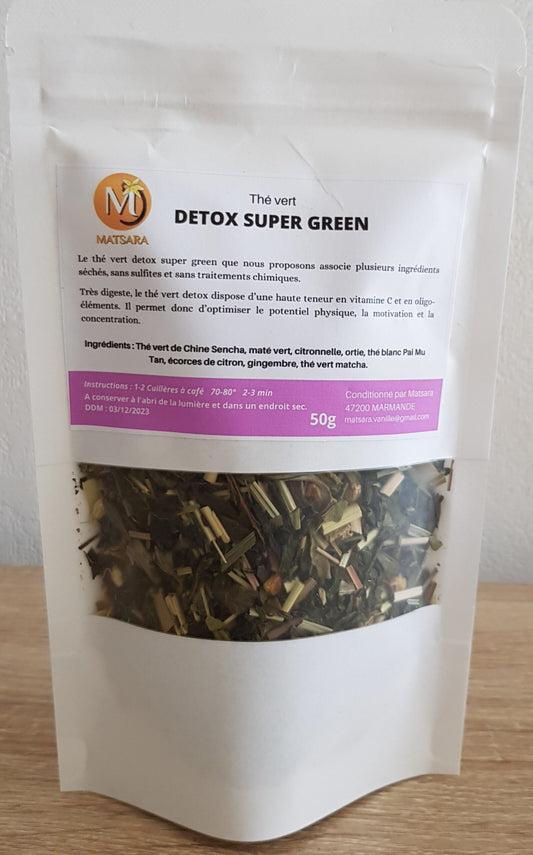 Détox Super Green – Thé Vert Bien-Être de Madagascar 50g, Une Infusion Purifiante.