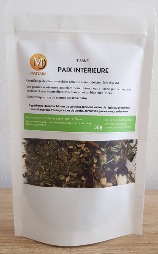 Tisane "Paix Intérieure" – Infusion Bien-Être 50g aux Plantes Apaisantes de Madagascar