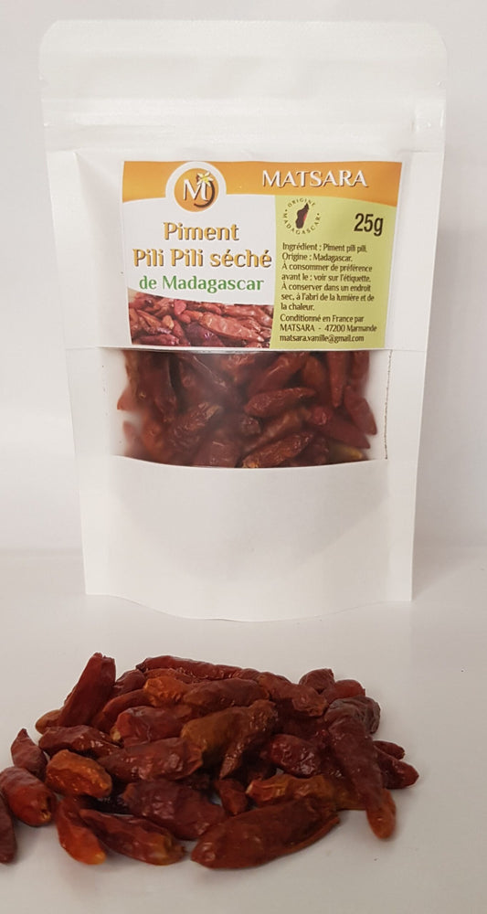 Piment Pili Pili Séché de Madagascar – 25g de Feu Naturel et Authentique